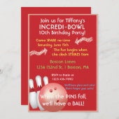 Red Bowling Birthday Invitation (Front/Back)