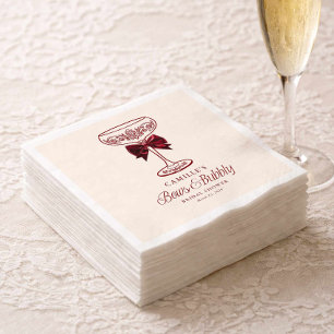 Red Bows and Bubbly Bridal Shower Napkins