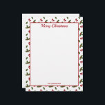 Red Bows And Christmas Holly Plants Pattern & Text Letterhead<br><div class="desc">Destei's original festive pattern of green and red Christmas Holly / Common Holly plants together with red bows. There are also two personalizable text areas.</div>