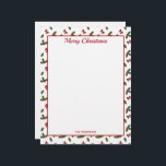 Red Bows And Christmas Holly Plants Pattern & Text Letterhead<br><div class="desc">Destei's original festive pattern of green and red Christmas Holly / Common Holly plants together with red bows. There are also two personalizable text areas.</div>