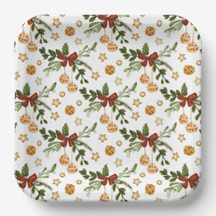 Red Bows and Jingle Bells Paper Plates