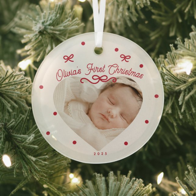 Red Bows First Christmas Baby Ornament (Insitu)