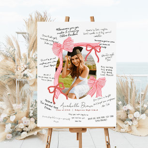 Red Bows Photo Graduation Guest Signature Foam Board