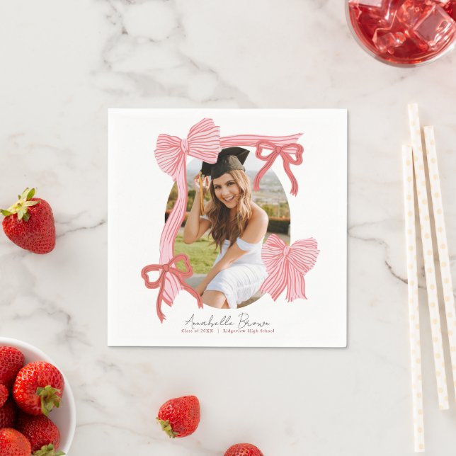Red Bows Photo Graduation Napkins (Insitu)