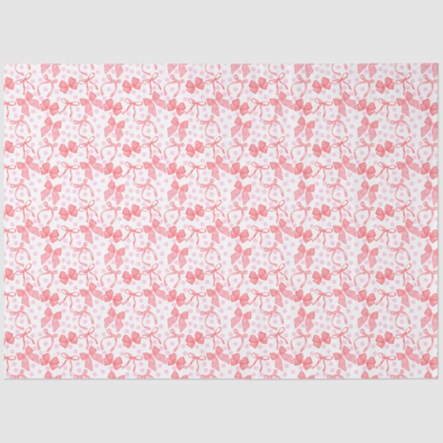 Red Bows & Pink Dots Tissue Paper (Front)
