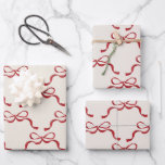 Red Bows Trendy Christmas  Wrapping Paper Sheets<br><div class="desc">***this design is part of a matching collection*** _______________________ this design template is fully editable / customizable by you the customer - click personalize further button if you wish to move, add, delete, or make significant changes to the design _______________________ *if you have any DESIGN questions or need more designs...</div>