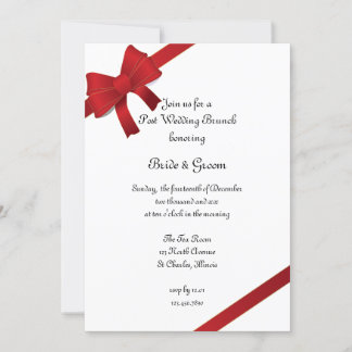 Red Bows Winter Post Wedding Brunch Invitation