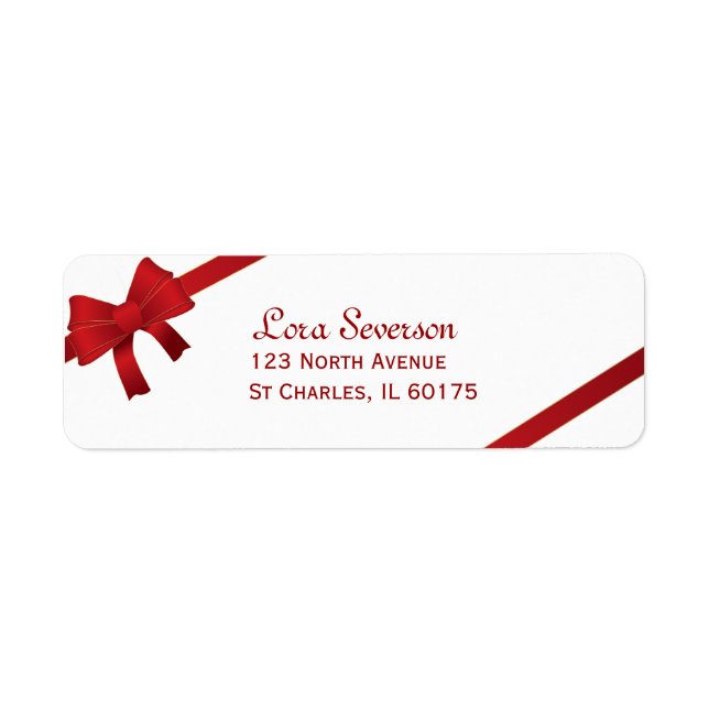 Red Bows Winter Return Address Label (Front)