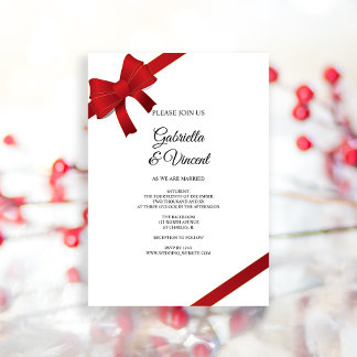 Red Bows Winter Wedding Invitation