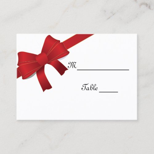 Red Bows Winter Wedding Place Card