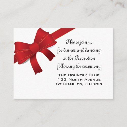 Red Bows Winter Wedding Reception Card