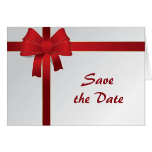 Red Bows Winter Wedding Save the Date Cards
