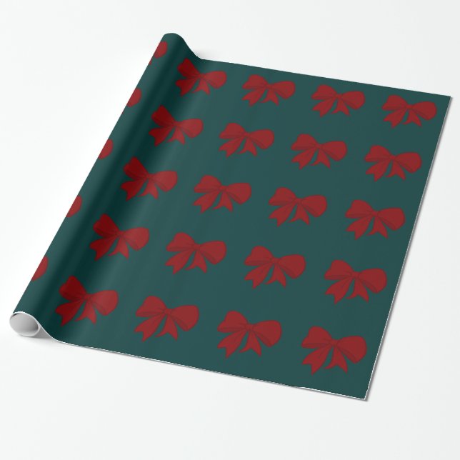 Red Bows Wrapping Paper (Unrolled)