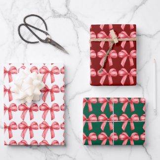 Red bows wrapping paper. Gift wrapping.  Paper Sheets