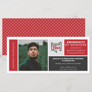 Red Boxes & Photo Wide Graduation Invitation
