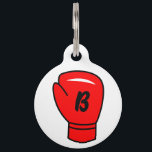 Red boxing glove logo pet tag for your dog or cat<br><div class="desc">Red boxing glove logo pet tag for your dog or cat. Customizable label with personalized pet name and phone number. Simple way to retrieve your animal pet. Presents for new pet owner,  dog walker,  pet rescue service,  etc. Add your own name initial or monogram.</div>