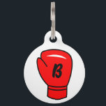 Red boxing glove logo pet tag for your dog or cat<br><div class="desc">Red boxing glove logo pet tag for your dog or cat. Customizable label with personalized pet name and phone number. Simple way to retrieve your animal pet. Presents for new pet owner,  dog walker,  pet rescue service,  etc. Add your own name initial or monogram.</div>