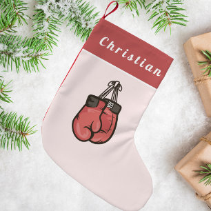 Red Boxing Gloves Boxer Athletic Coach Kids Name Small Christmas Stocking