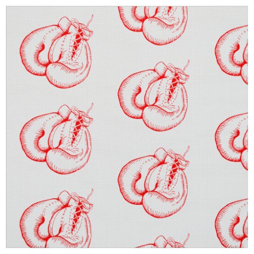 RED BOXING GLOVES SPORTS PATTERN FABRIC