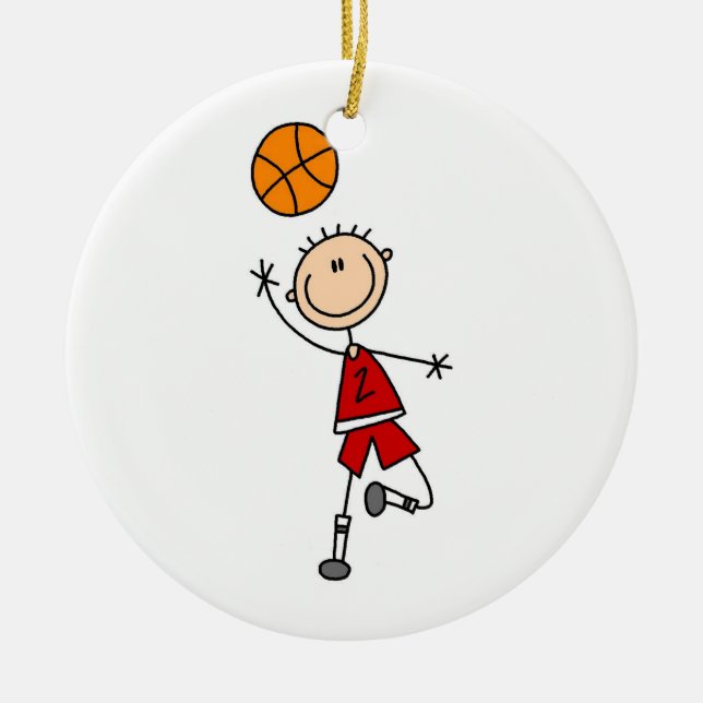 Red Boy Basketball Player t-shirts and Gifts Ceramic Ornament (Front)