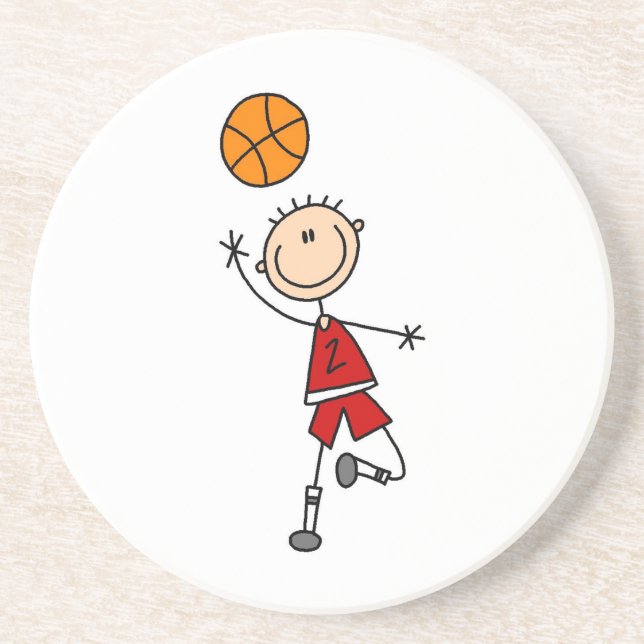 Red Boy Basketball Player t-shirts and Gifts Sandstone Coaster (Front)