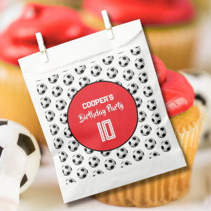 Red Boy Soccer Birthday Party Favor Bag