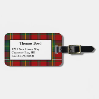 Red Boyd Tartan Plaid Luggage Tag