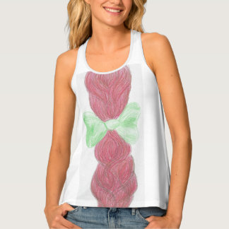 Red braid faux canvas print tank top