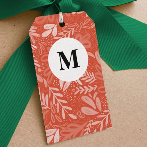 Red Bramble  Festive Botanical Monogram Gift Tags