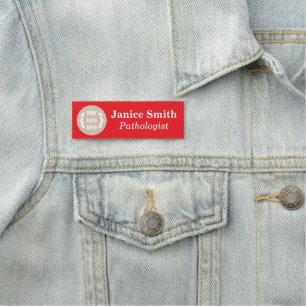 Red, Branded Name Tag with Logo