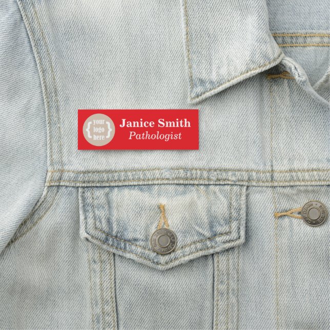 Red, Branded Name Tag with Logo (In Situ)