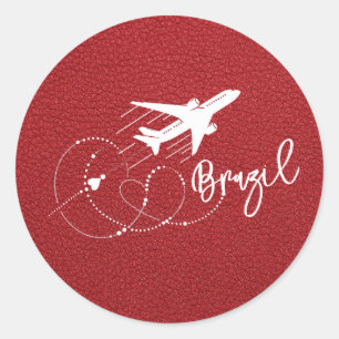 Red Brazil Passport Classic Round Sticker