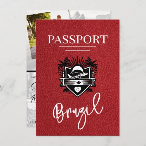 Red Brazil Passport Save the Date