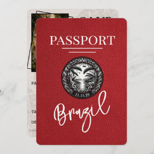 Red Brazil Passport Save The Date