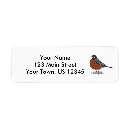 Red Breasted American Robin Digitally Drawn Bird Label