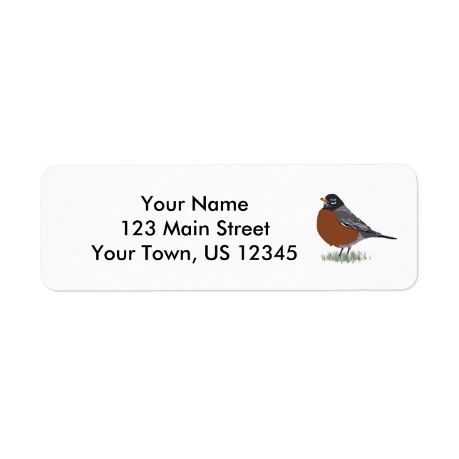 Red Breasted American Robin Digitally Drawn Bird Label (Front)