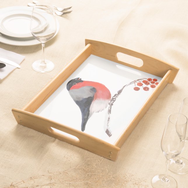 red breasted bullfinch serving tray (Front)