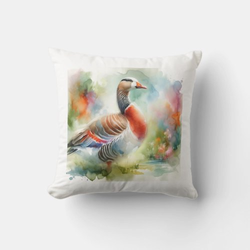 Red_breasted Goose AREF1705 1 _ Watercolor Throw Pillow