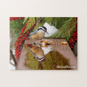 Red-breasted Nuthatch Jigsaw Puzzle by birdsandblooms at Zazzle
