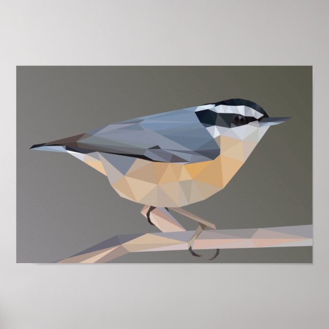 Red-breasted Nuthatch Landscape Poster (Front)
