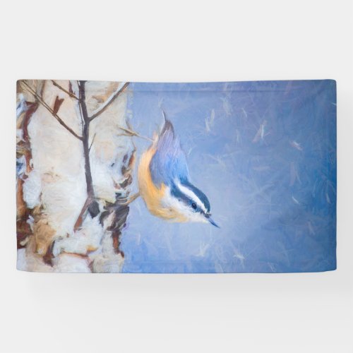 Red_Breasted Nuthatch Painting Original Bird Art Banner