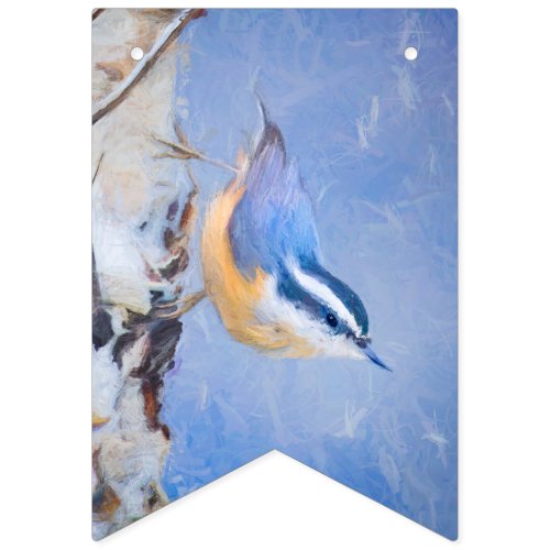 Red_Breasted Nuthatch Painting Original Bird Art Bunting Flags