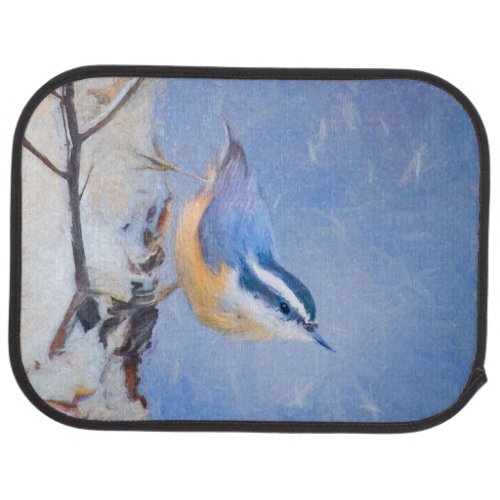 Red_Breasted Nuthatch Painting Original Bird Art Car Floor Mat