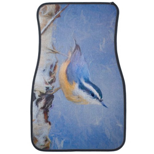 Red_Breasted Nuthatch Painting Original Bird Art Car Floor Mat