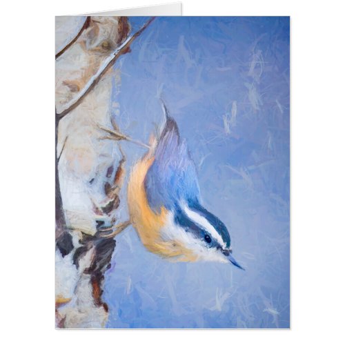 Red_Breasted Nuthatch Painting Original Bird Art Card