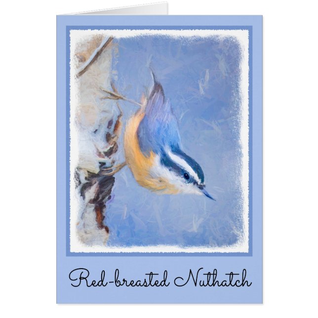 Red-Breasted Nuthatch Painting Original Bird Art Cards (Front)