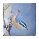 Red-Breasted Nuthatch Painting Original Bird Art Ceramic Tile