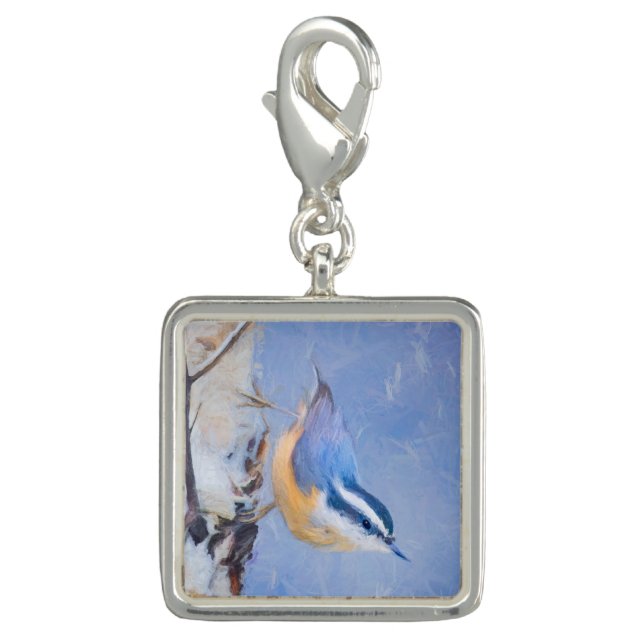 Red-Breasted Nuthatch Painting Original Bird Art Charm (Front)