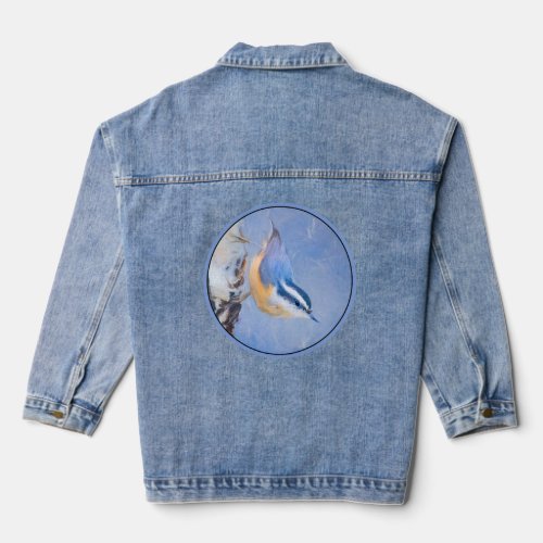 Red_Breasted Nuthatch Painting Original Bird Art Denim Jacket