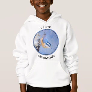 Red-Breasted Nuthatch Painting Original Bird Art Hoodie
